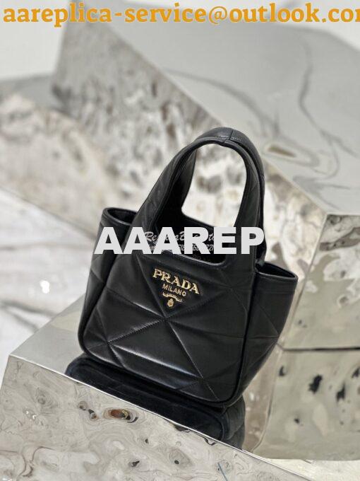 Replica Prada Small Nappa-leather Tote Bag with Topstitching 1BG451 Bl 2