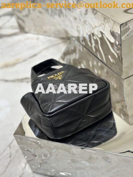 Replica Prada Small Nappa-leather Tote Bag with Topstitching 1BG451 Bl 3