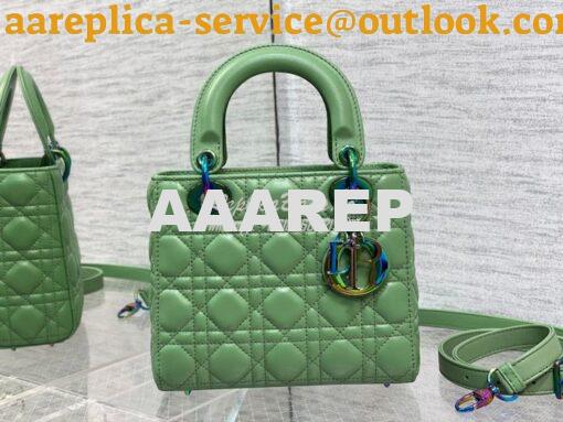 Replica Dior Small Lady Dior Bright Green Cannage Lambskin Bag with Ir 3