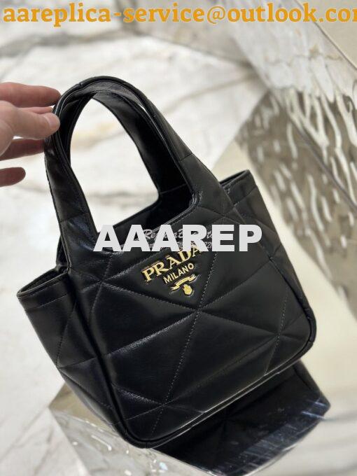 Replica Prada Small Nappa-leather Tote Bag with Topstitching 1BG451 Bl 4