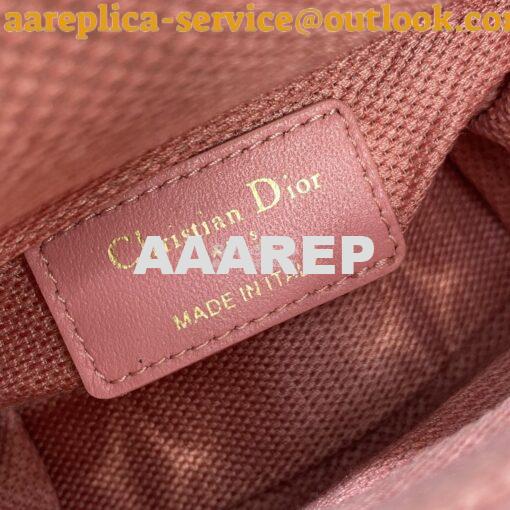 Replica Dior Micro Lady Dior Bag Dark Pink Metallic Canvas Embroidered 9