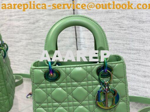Replica Dior Small Lady Dior Bright Green Cannage Lambskin Bag with Ir 4