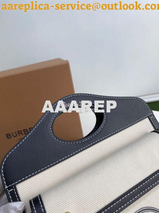 Replica Burberry Mini Logo Graphic Canvas and Leather Pocket Bag Natur 6