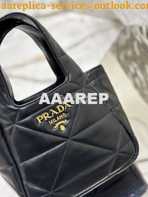 Replica Prada Small Nappa-leather Tote Bag with Topstitching 1BG451 Bl 5