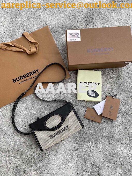 Replica Burberry Canvas and Leather Foldover Pocket Bag 80395061