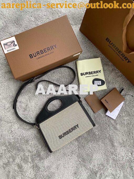 Replica Burberry Canvas and Leather Foldover Pocket Bag 80395061 2