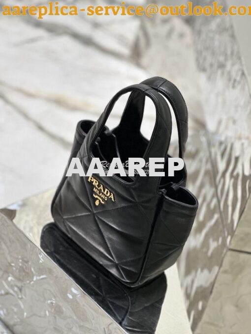 Replica Prada Small Nappa-leather Tote Bag with Topstitching 1BG451 Bl 6