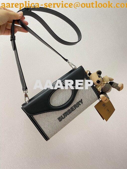 Replica Burberry Canvas and Leather Foldover Pocket Bag 80395061 3