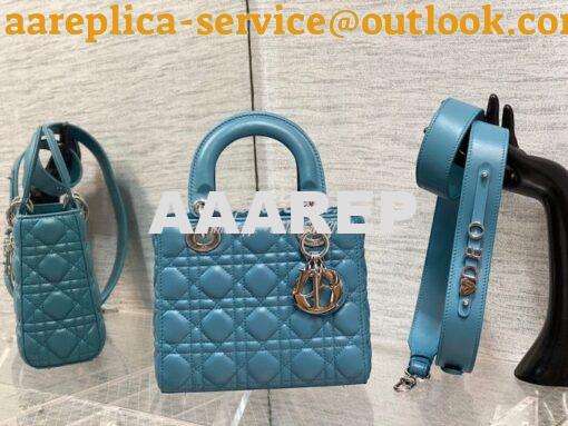 Replica Dior My ABCdior Lady Dior Bag M0538 Azure Blue Cannage Lambski 2