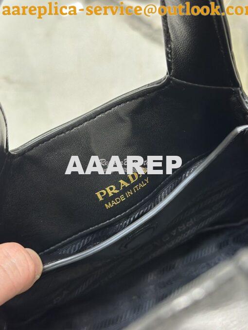 Replica Prada Small Nappa-leather Tote Bag with Topstitching 1BG451 Bl 9