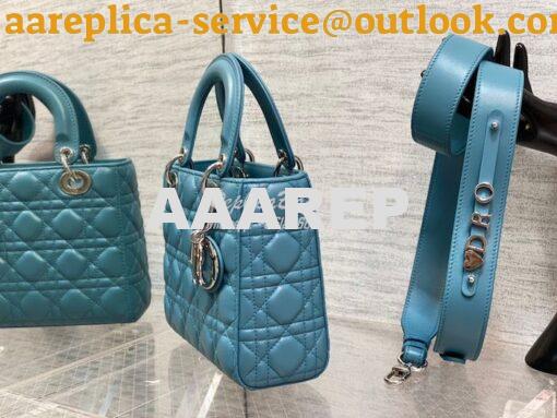 Replica Dior My ABCdior Lady Dior Bag M0538 Azure Blue Cannage Lambski 7