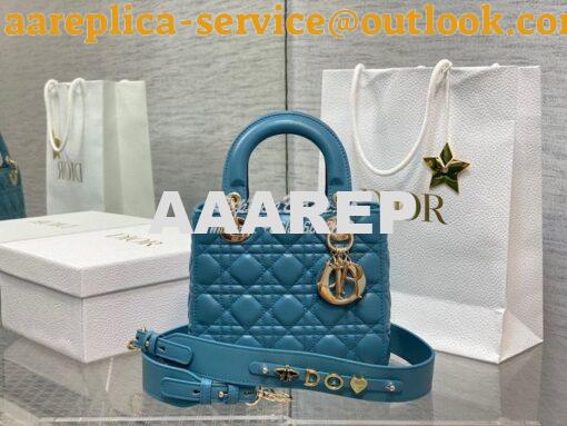 Replica Dior My ABCdior Lady Dior Bag M0538 Azure Blue Cannage Lambski 11