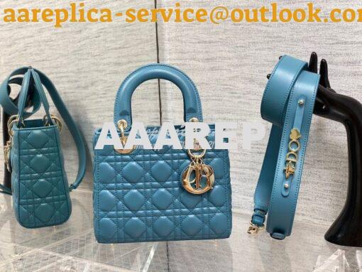 Replica Dior My ABCdior Lady Dior Bag M0538 Azure Blue Cannage Lambski 12