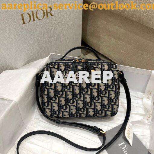 Replica Dior Caro Box Bag With Chain Blue Oblique Canvas S5140