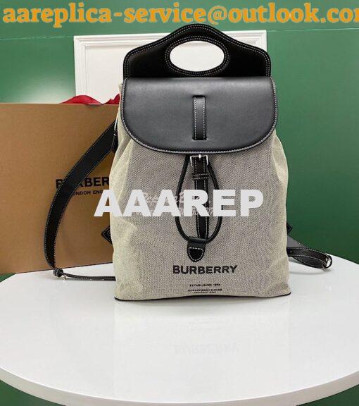 Replica Burberry Print Canvas and Leather Pocket Backpack 80420191 Bla
