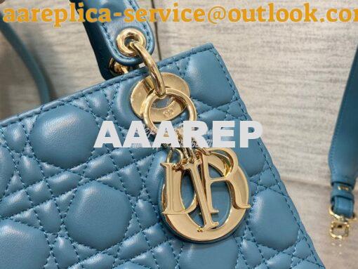 Replica Dior My ABCdior Lady Dior Bag M0538 Azure Blue Cannage Lambski 15