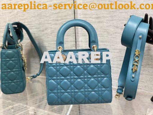 Replica Dior My ABCdior Lady Dior Bag M0538 Azure Blue Cannage Lambski 16