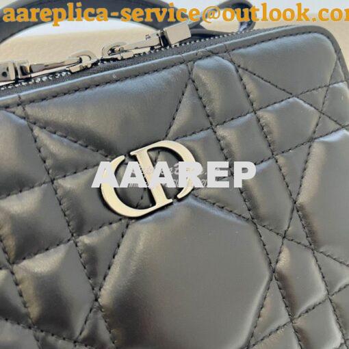 Replica Dior Caro Box Bag With Chain Black Quilted Macrocannage Calfsk 2