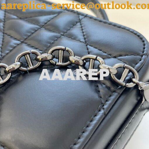 Replica Dior Caro Box Bag With Chain Black Quilted Macrocannage Calfsk 6