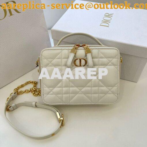 Replica Dior Caro Box Bag With Chain Latte Quilted Macrocannage Calfsk