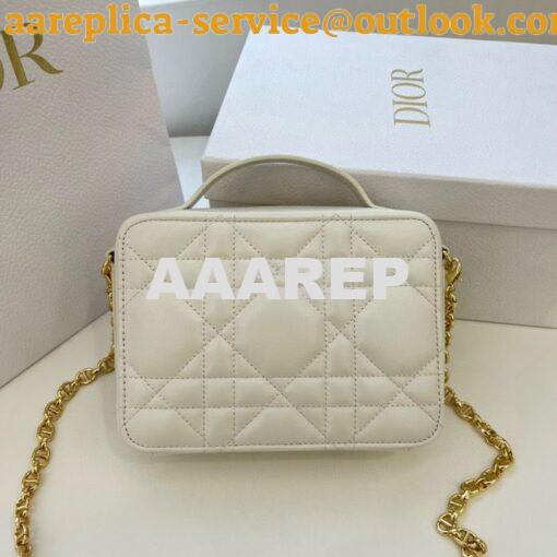 Replica Dior Caro Box Bag With Chain Latte Quilted Macrocannage Calfsk 6