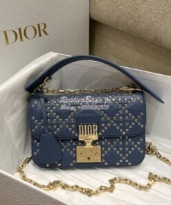 Replica Dior Small Addict Bag Denim Blue Lucky Star Cannage Lambskin M