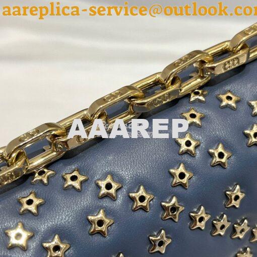 Replica Dior Small Addict Bag Denim Blue Lucky Star Cannage Lambskin M 4