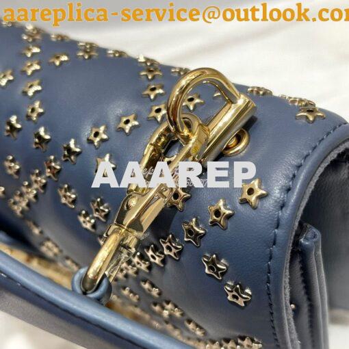 Replica Dior Small Addict Bag Denim Blue Lucky Star Cannage Lambskin M 5