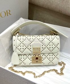 Replica Dior Small Addict Bag Latte Lucky Star Cannage Lambskin M5821O
