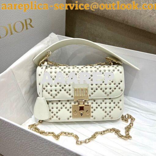 Replica Dior Small Addict Bag Latte Lucky Star Cannage Lambskin M5821O