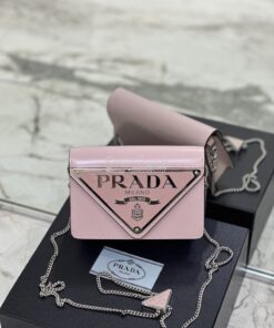 Replica Prada Brushed Leather Shoulder Bag 1BH189 Pink