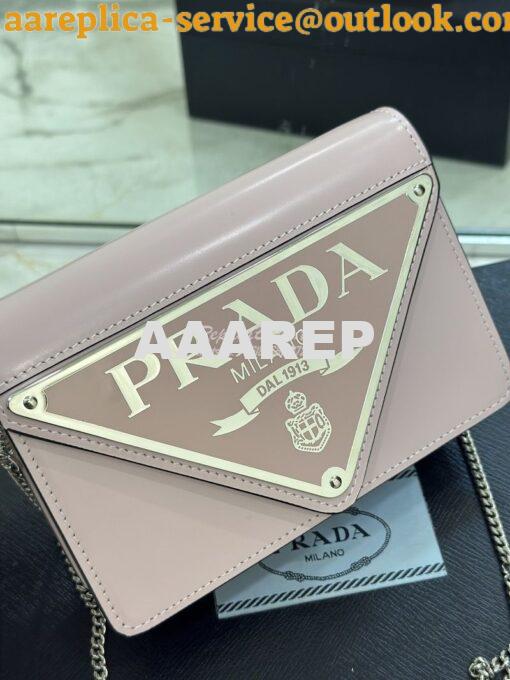 Replica Prada Brushed Leather Shoulder Bag 1BH189 Pink 4