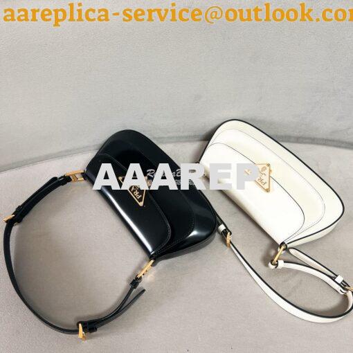 Replica Prada Brushed leather shoulder bag 1BD345 Black