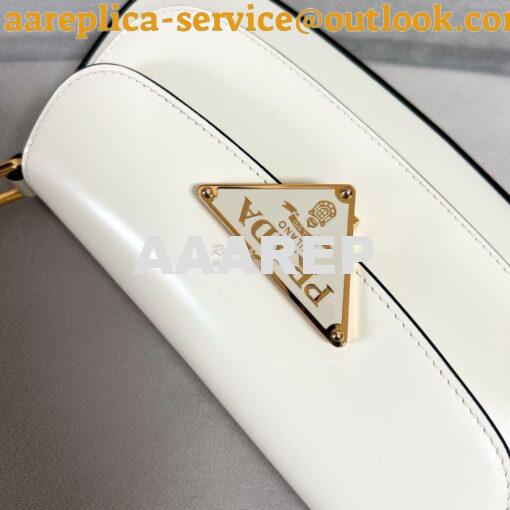 Replica Prada Brushed leather shoulder bag 1BD345 White 6