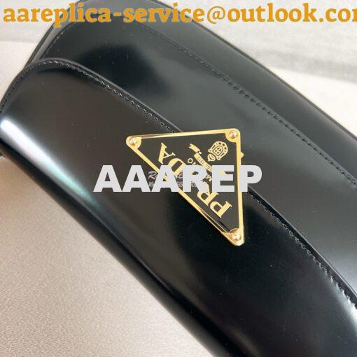 Replica Prada Brushed leather shoulder bag 1BD345 Black 4