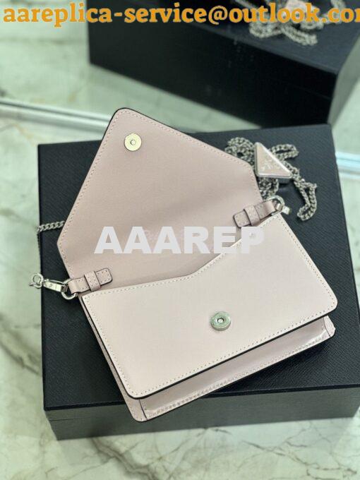 Replica Prada Brushed Leather Shoulder Bag 1BH189 Pink 11