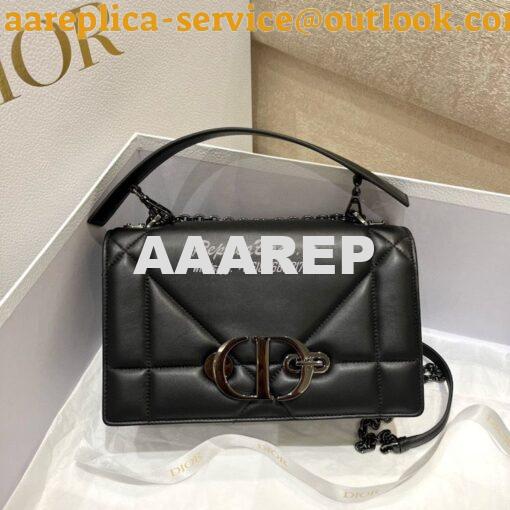 Replica Dior 30 Montaigne Chain Bag With Handle in Black Maxicannage L
