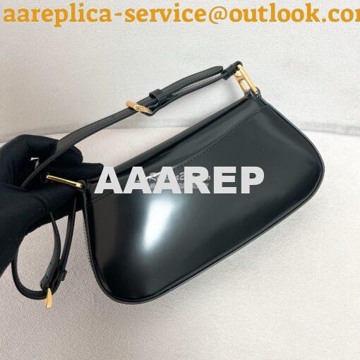 Replica Prada Brushed leather shoulder bag 1BD345 Black 6