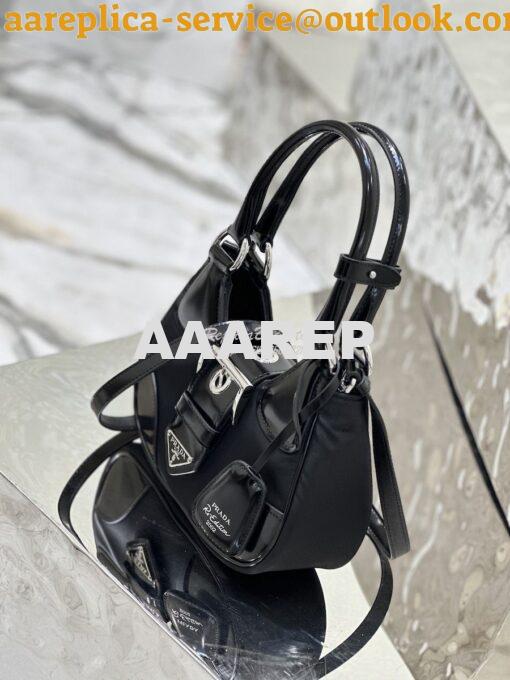 Replica Prada Moon Re-Nylon and leather bag 1BA381 Black 2