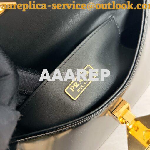 Replica Prada Brushed leather shoulder bag 1BD345 Black 7