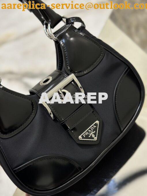 Replica Prada Moon Re-Nylon and leather bag 1BA381 Black 4