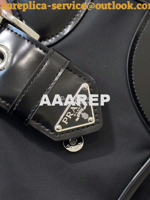 Replica Prada Moon Re-Nylon and leather bag 1BA381 Black 5