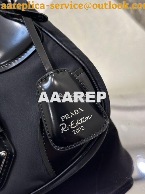 Replica Prada Moon Re-Nylon and leather bag 1BA381 Black 6