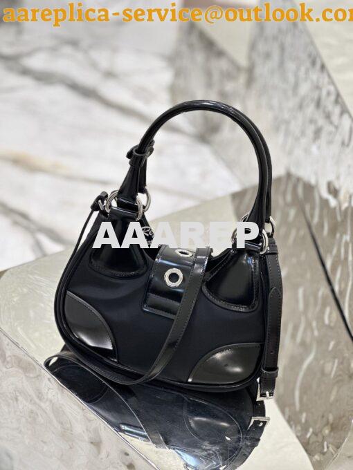 Replica Prada Moon Re-Nylon and leather bag 1BA381 Black 8