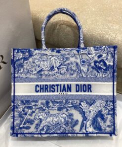 Replica Dior Book Tote bag in Fluorescent Blue Toile de Jouy Transpare