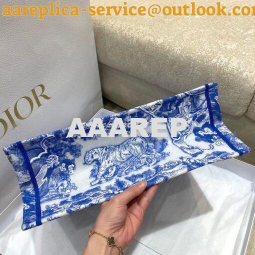 Replica Dior Book Tote bag in Fluorescent Blue Toile de Jouy Transpare 9
