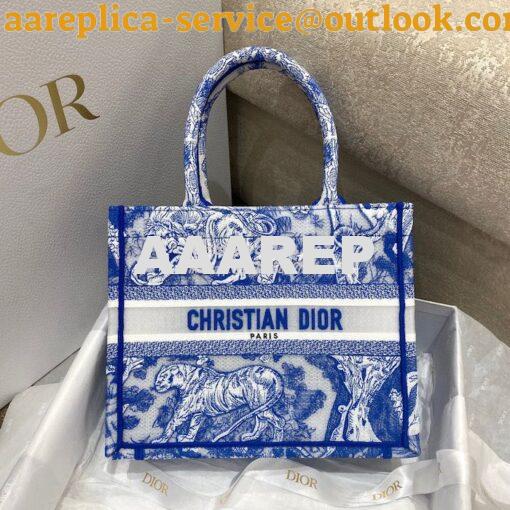 Replica Dior Book Tote bag in Fluorescent Blue Toile de Jouy Transpare 10