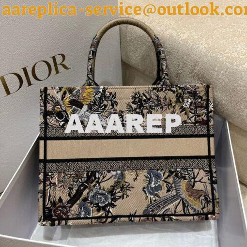 Replica Dior Book Tote bag in Beige Multicolor Jardin d'Hiver Embroide 7