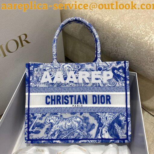 Replica Dior Book Tote bag in Fluorescent Blue Toile de Jouy Transpare 19