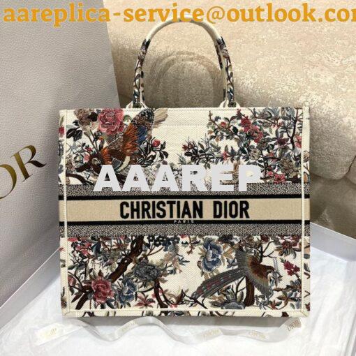 Replica Dior Book Tote bag in Ecru Multicolor Dior Jardin d'Hiver Embr